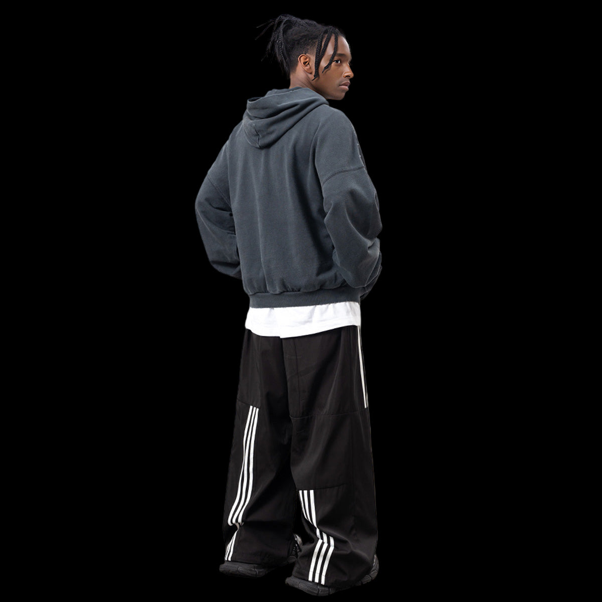 Reverse Pocket Design Distressed Hoodie