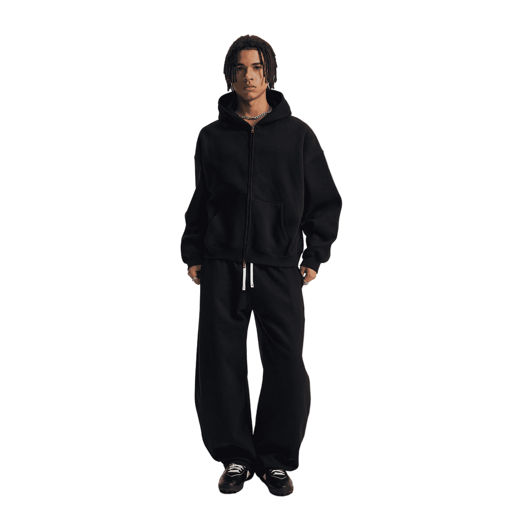 Boxy Cropped Fleece Zip-up Hoodie