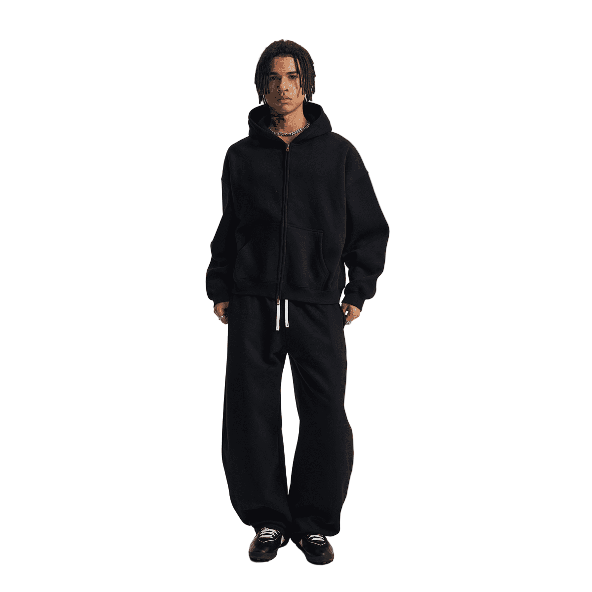 Boxy Cropped Fleece Zip-up Hoodie