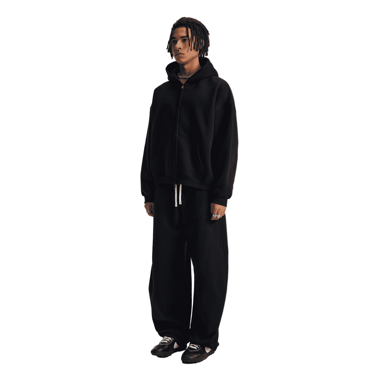 Boxy Cropped Fleece Zip-up Hoodie