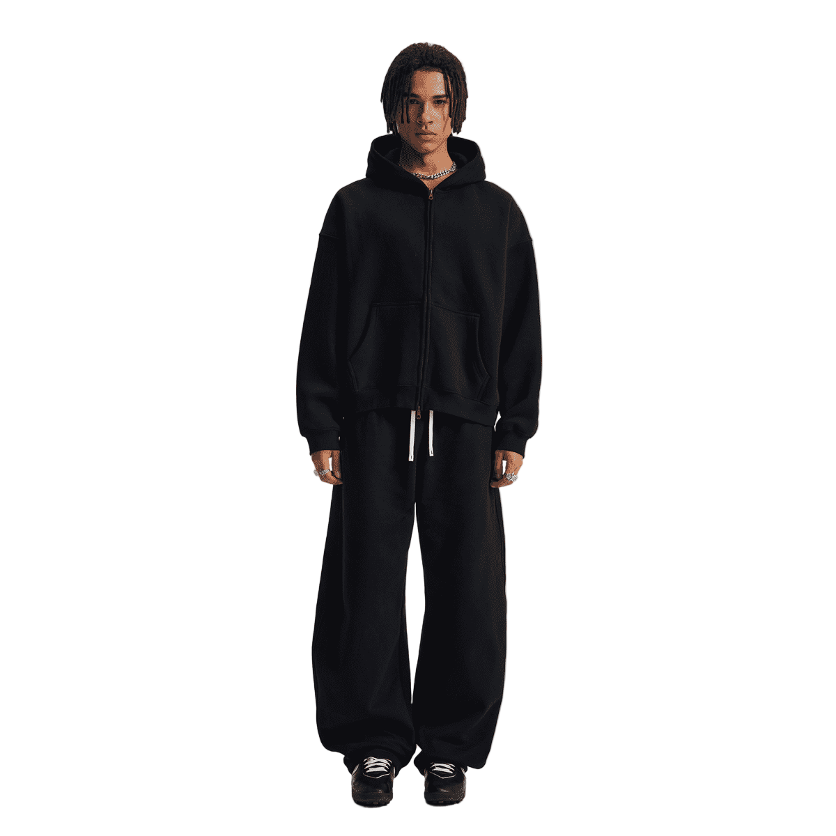 Boxy Cropped Fleece Zip-up Hoodie