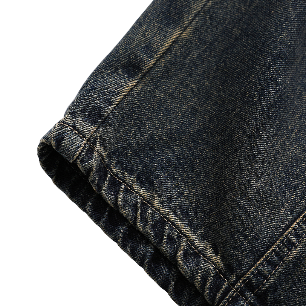 Heavyweight Multi-Pocket Washed Vintage Loose Jeans