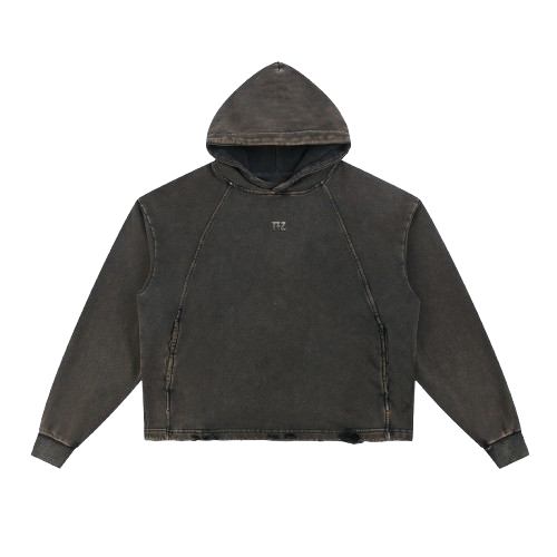 Vintage Washed Frayed-Hem Hoodie