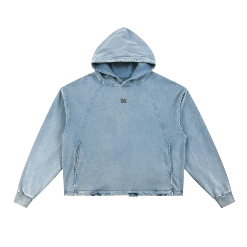 Vintage Washed Frayed-Hem Hoodie