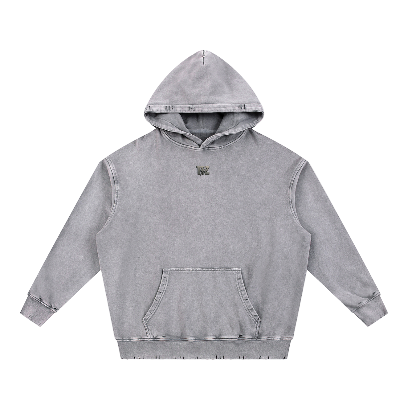 Snow Wash Hand-Frayed Heavyweight  Hoodie