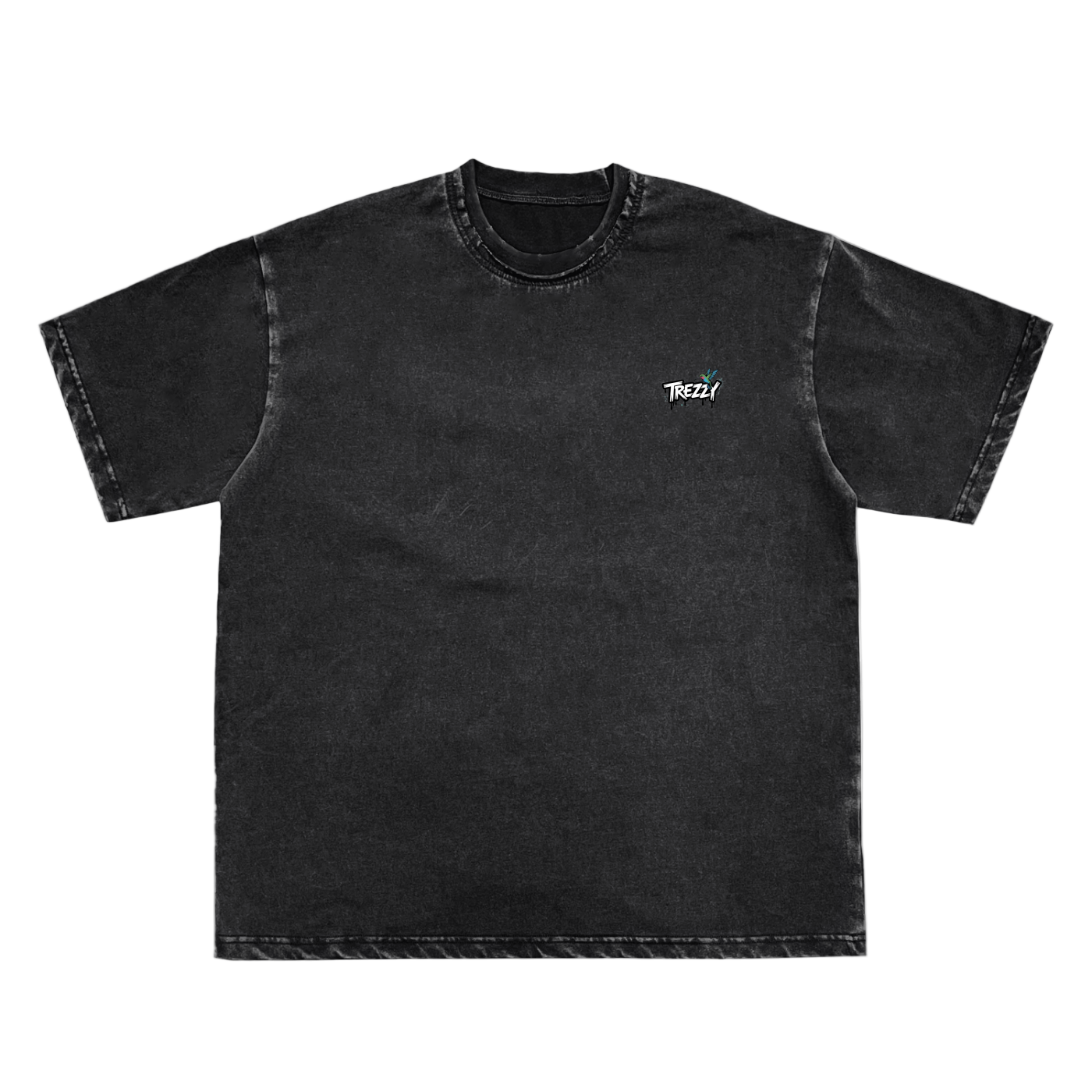 Snow Washed Raw-Edge Neckline T-Shirt