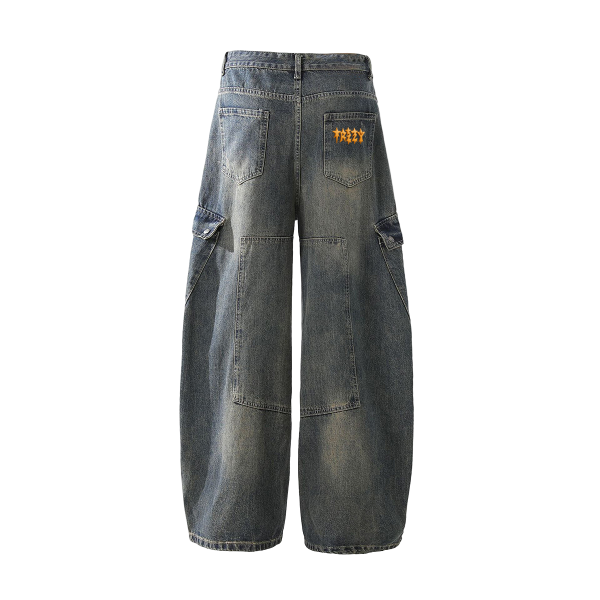 Heavyweight Multi-Pocket Washed Vintage Loose Jeans