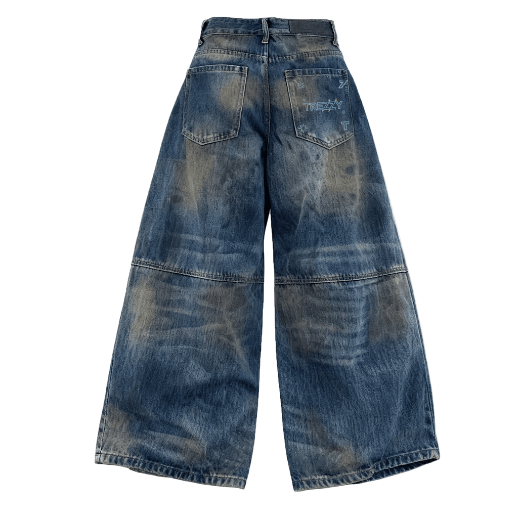 Unisex Patchwork Wide-leg Curved Blade Jeans