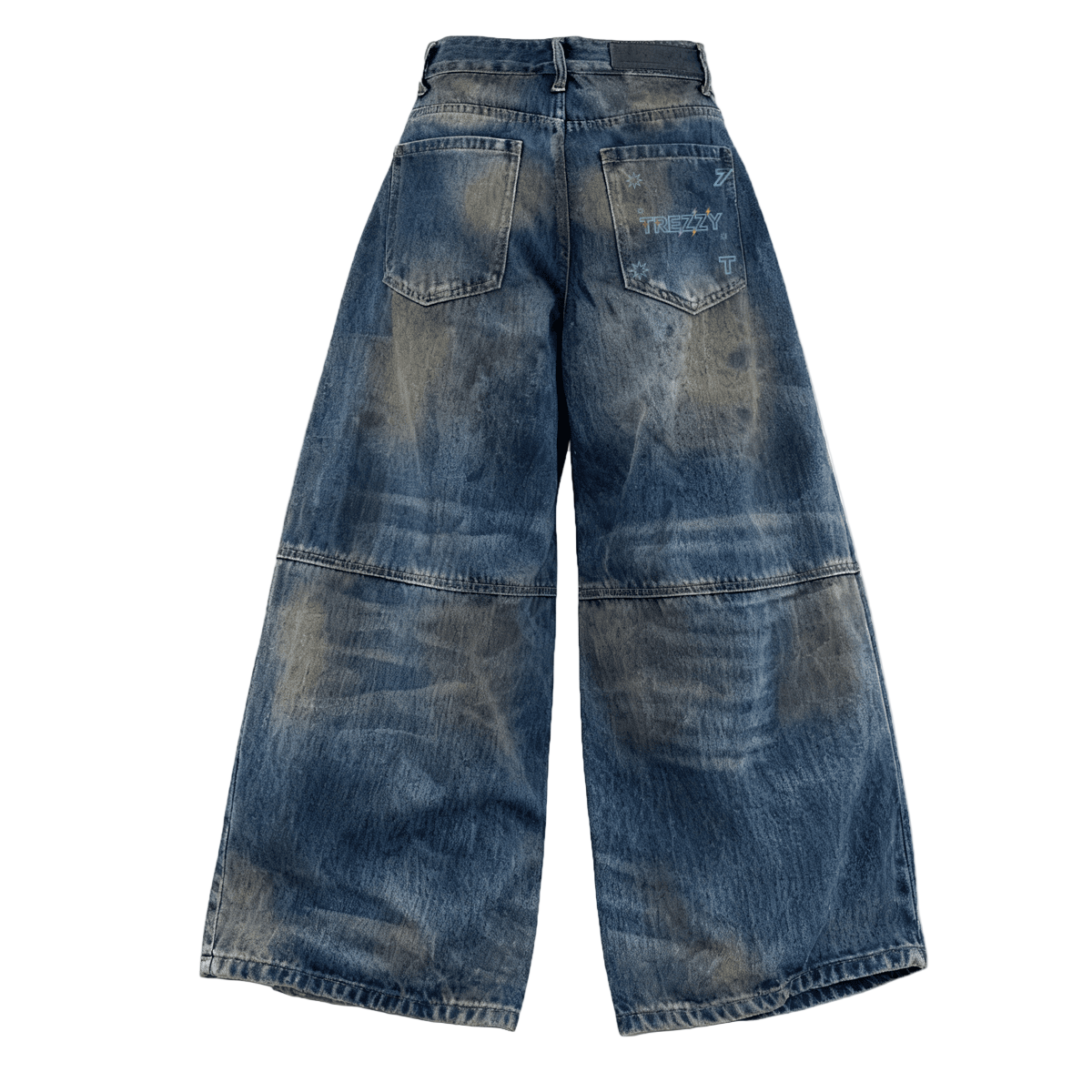 Unisex Patchwork Wide-leg Curved Blade Jeans