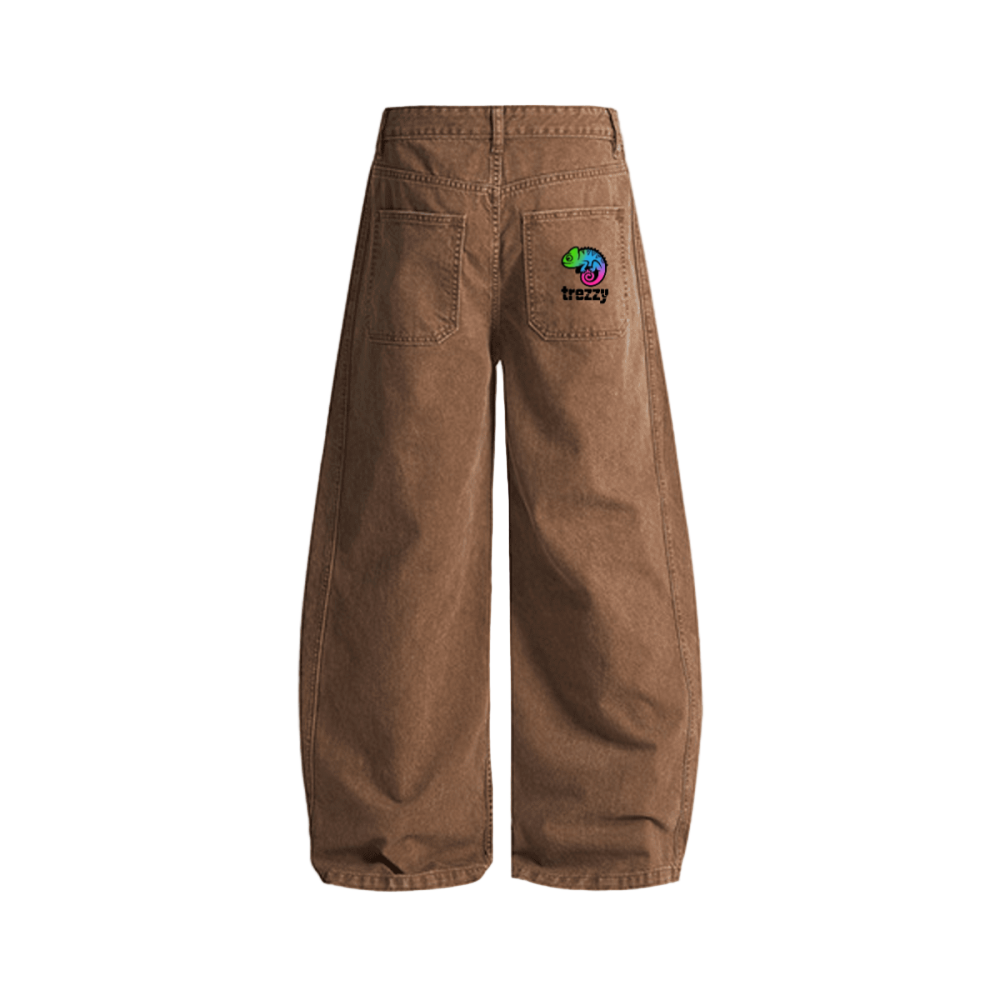 Washed Curved Blade Denim Jeans