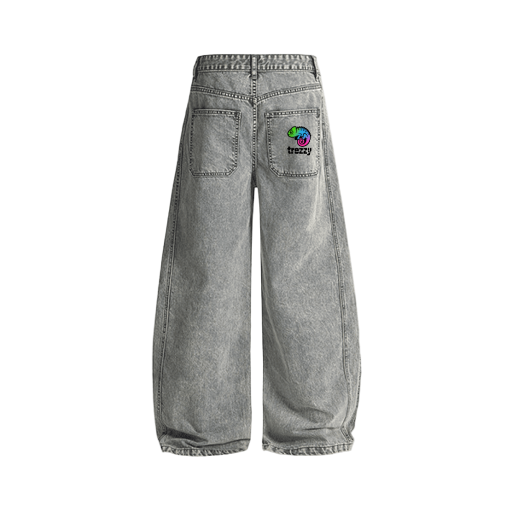 Washed Curved Blade Denim Jeans