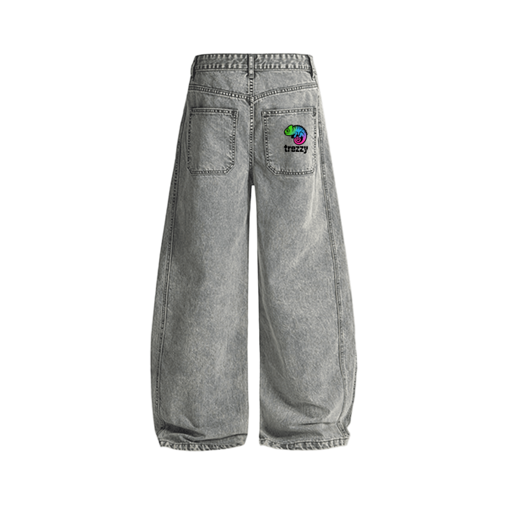 Washed Curved Blade Denim Jeans