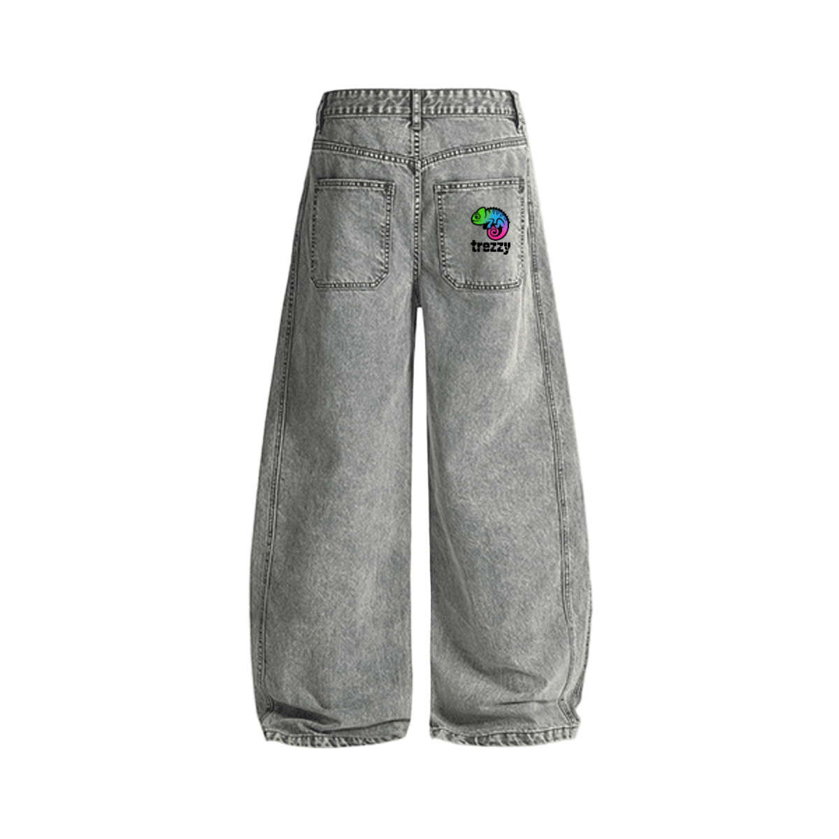 Washed Curved Blade Denim Jeans