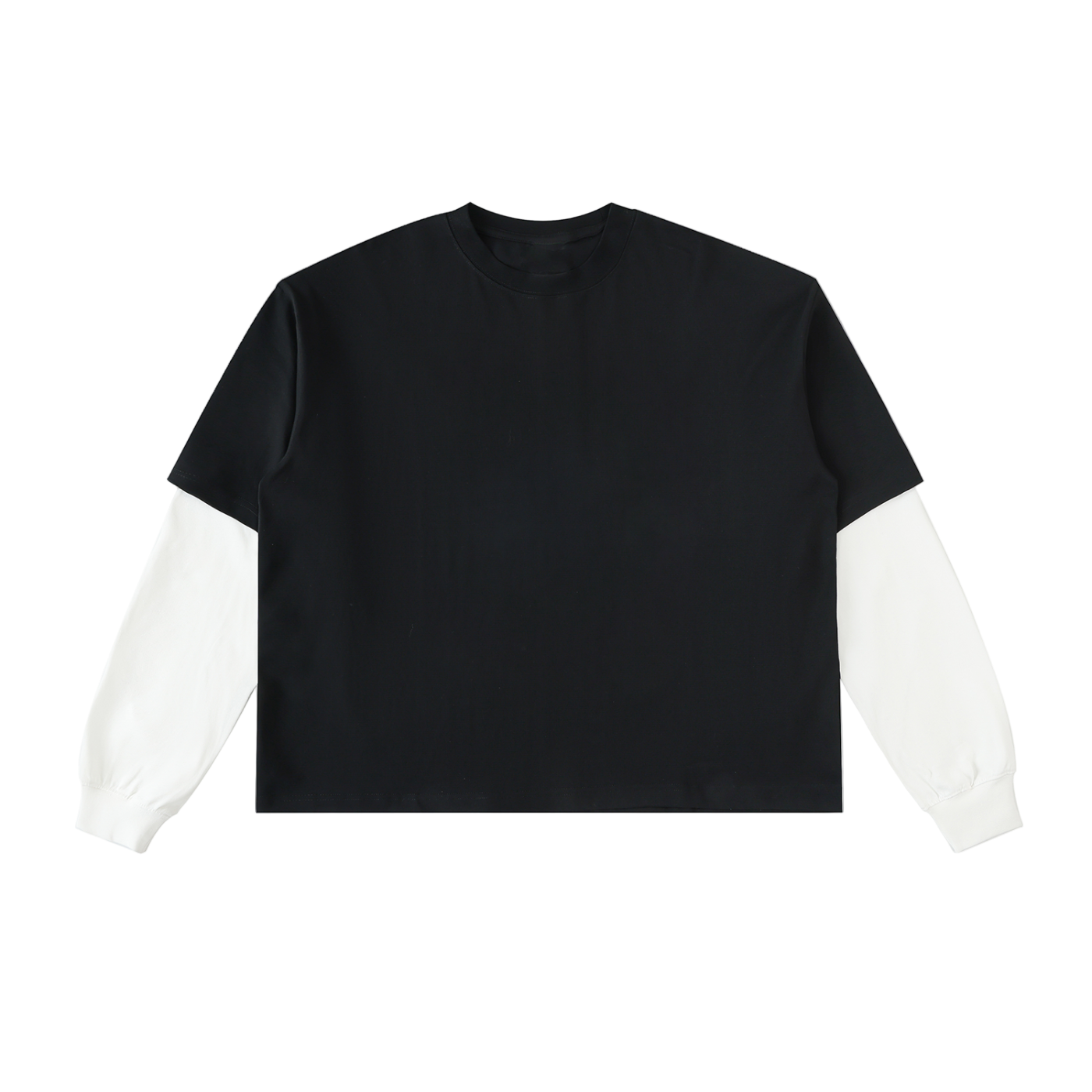 Layered Contrast Sleeve Cotton T-Shirt