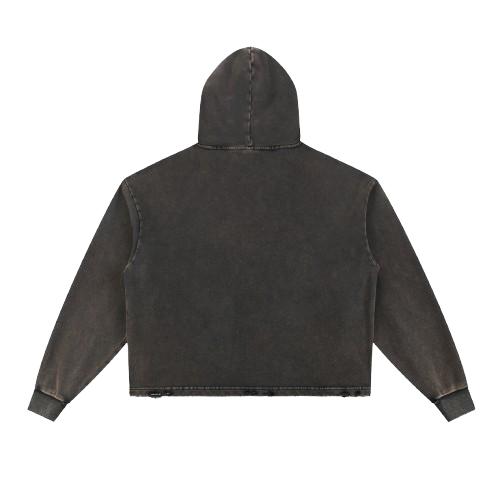 Vintage Washed Frayed-Hem Hoodie