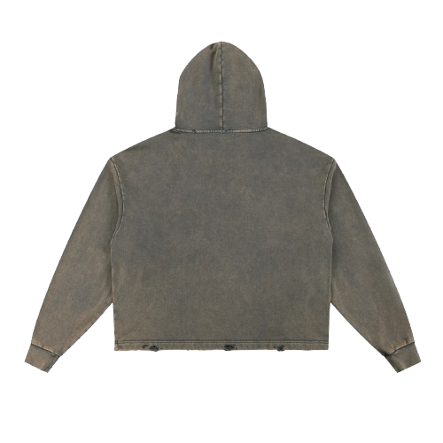 Vintage Washed Frayed-Hem Hoodie