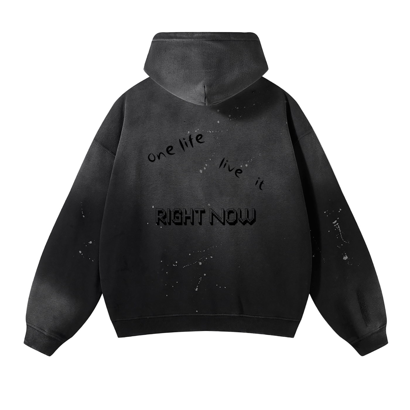 Vintage Washed Frayed Fleece Hoodie