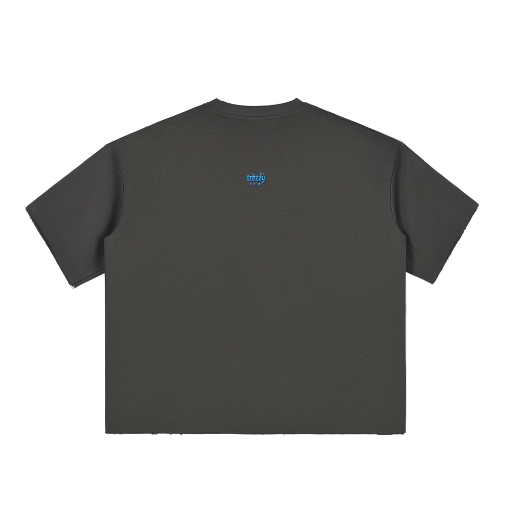 Boxy Half-Sleeve Raw-Edge T-Shirt