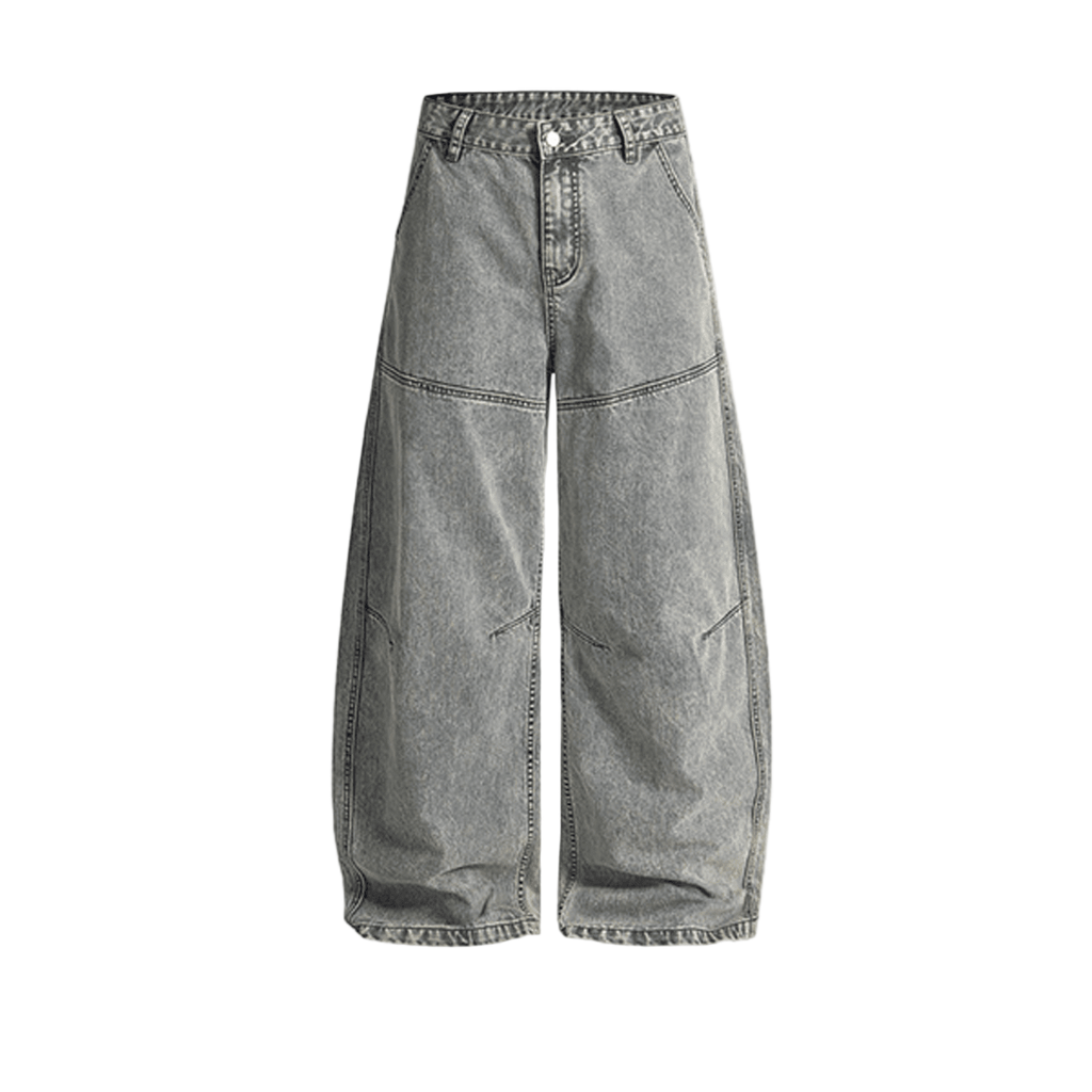 Washed Curved Blade Denim Jeans