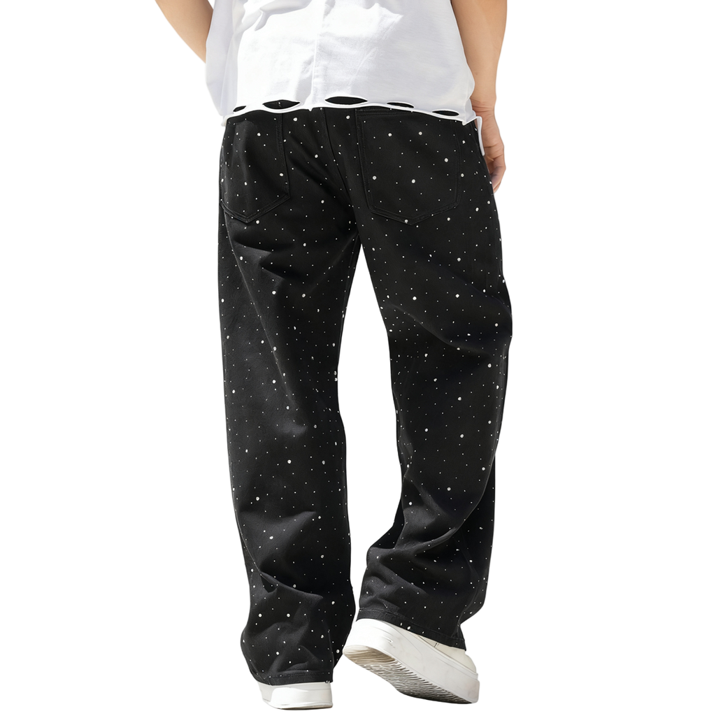 Rhinestone Star Loose Straight Jeans