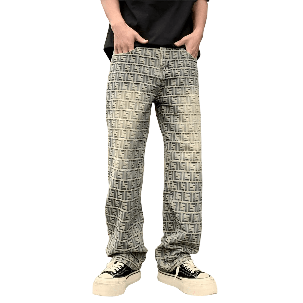 Jacquard All-over Letter Jeans