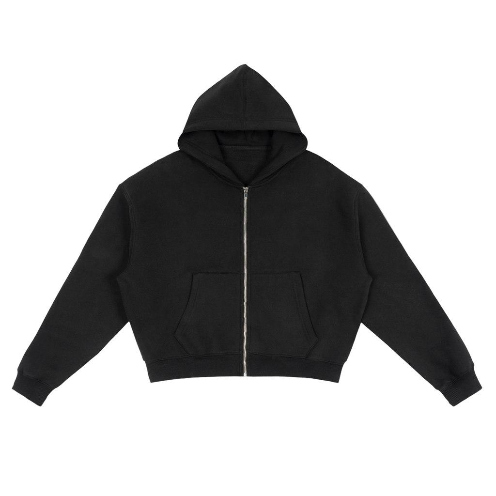 Fleece Zip-Up Boxy Hoodie