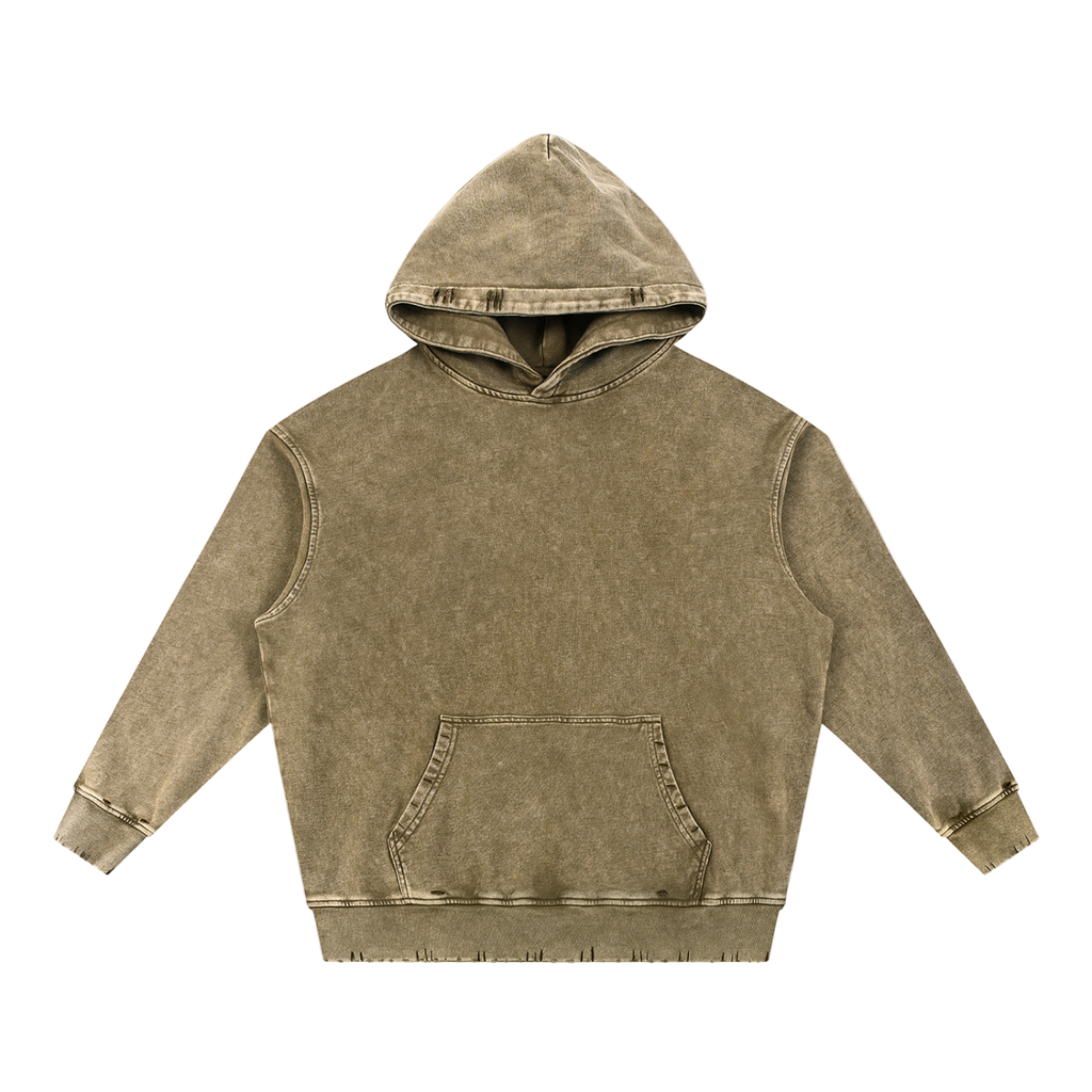 Snow Wash Hand-Frayed Heavyweight  Hoodie