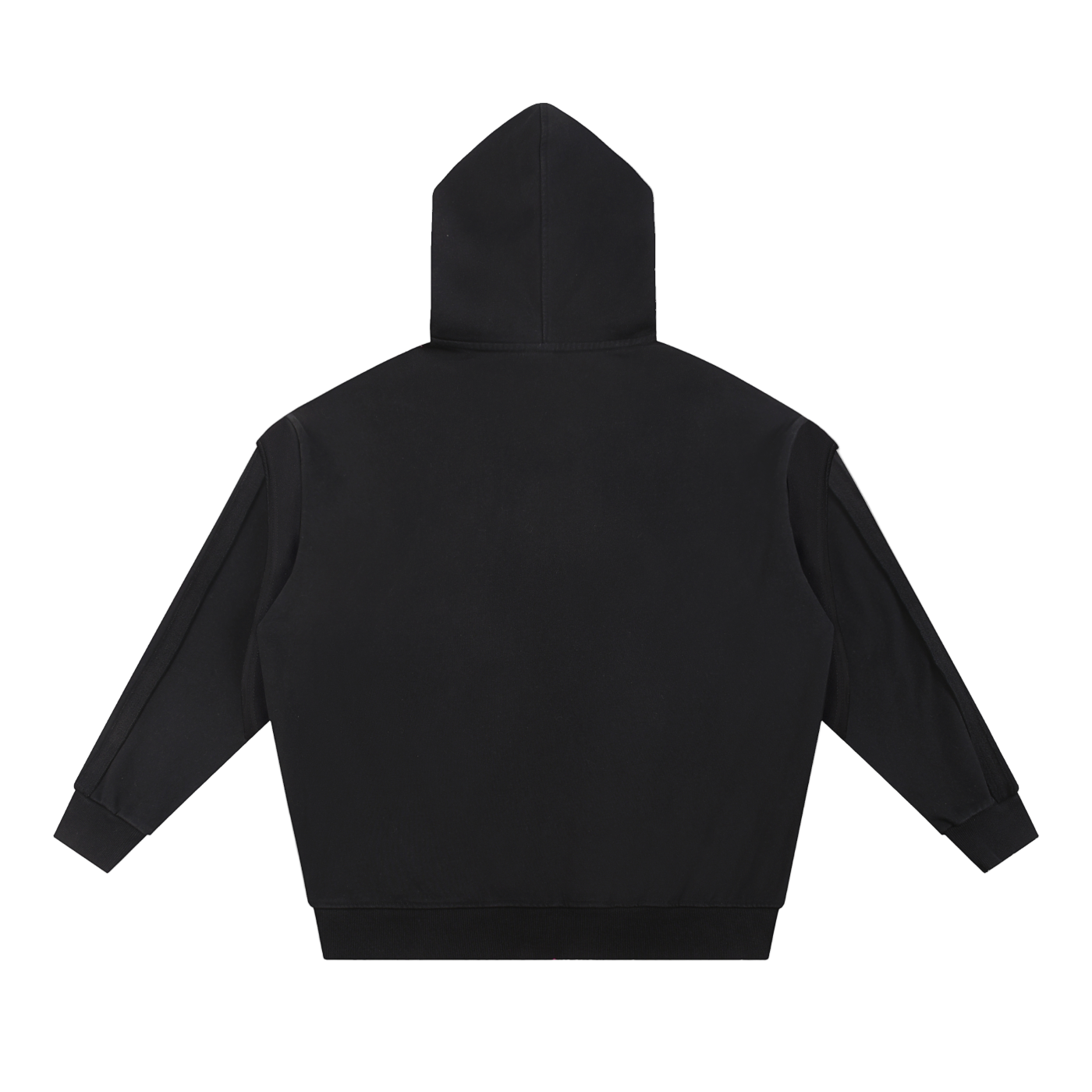 Contrast Tape Raw Edge Double Layered Zip Hoodie