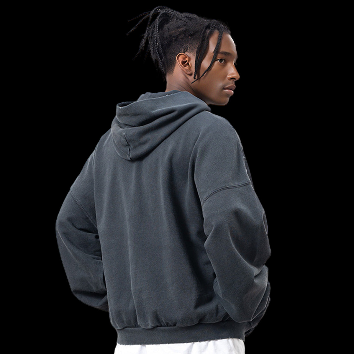 Reverse Pocket Design Distressed Hoodie