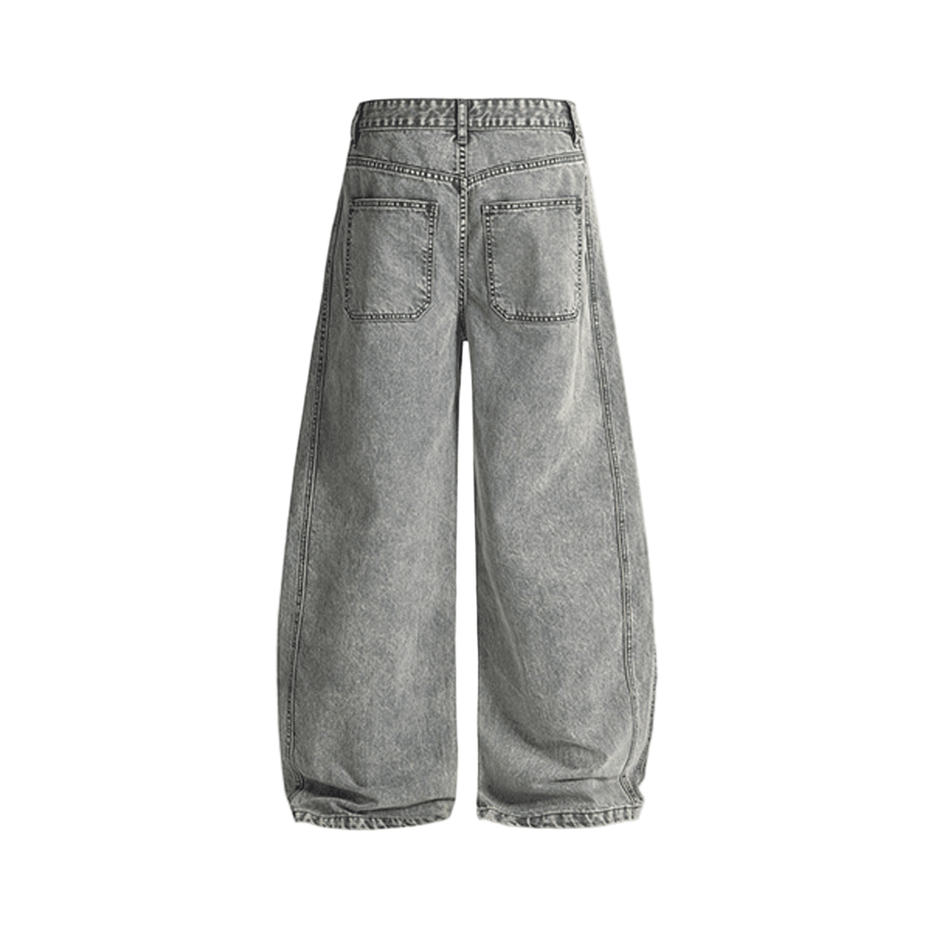 Washed Curved Blade Denim Jeans