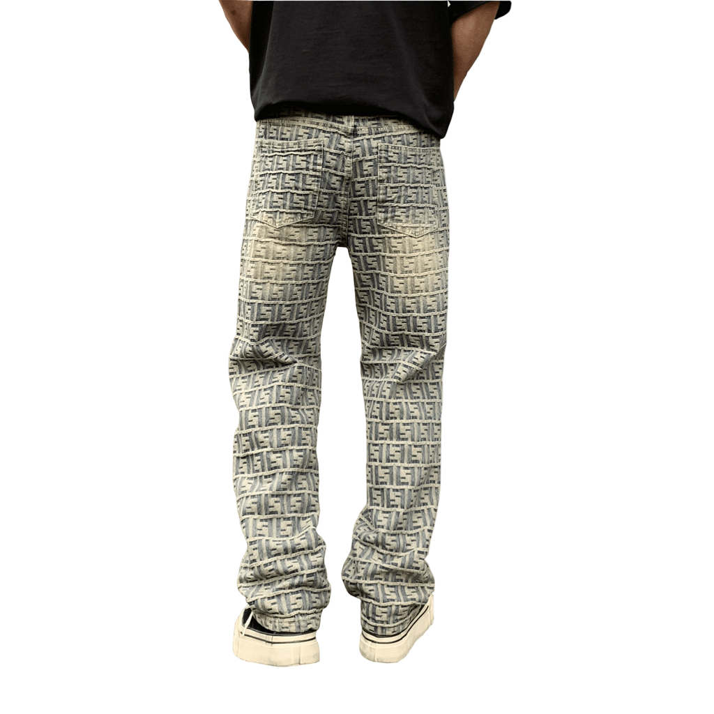 Jacquard All-over Letter Jeans