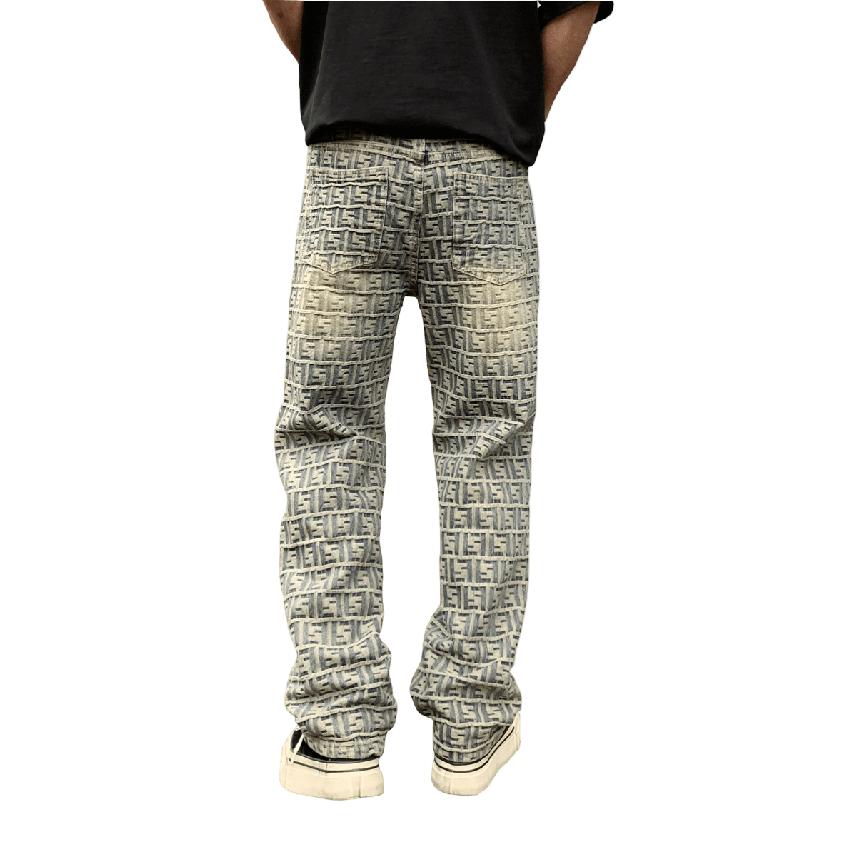 Jacquard All-over Letter Jeans
