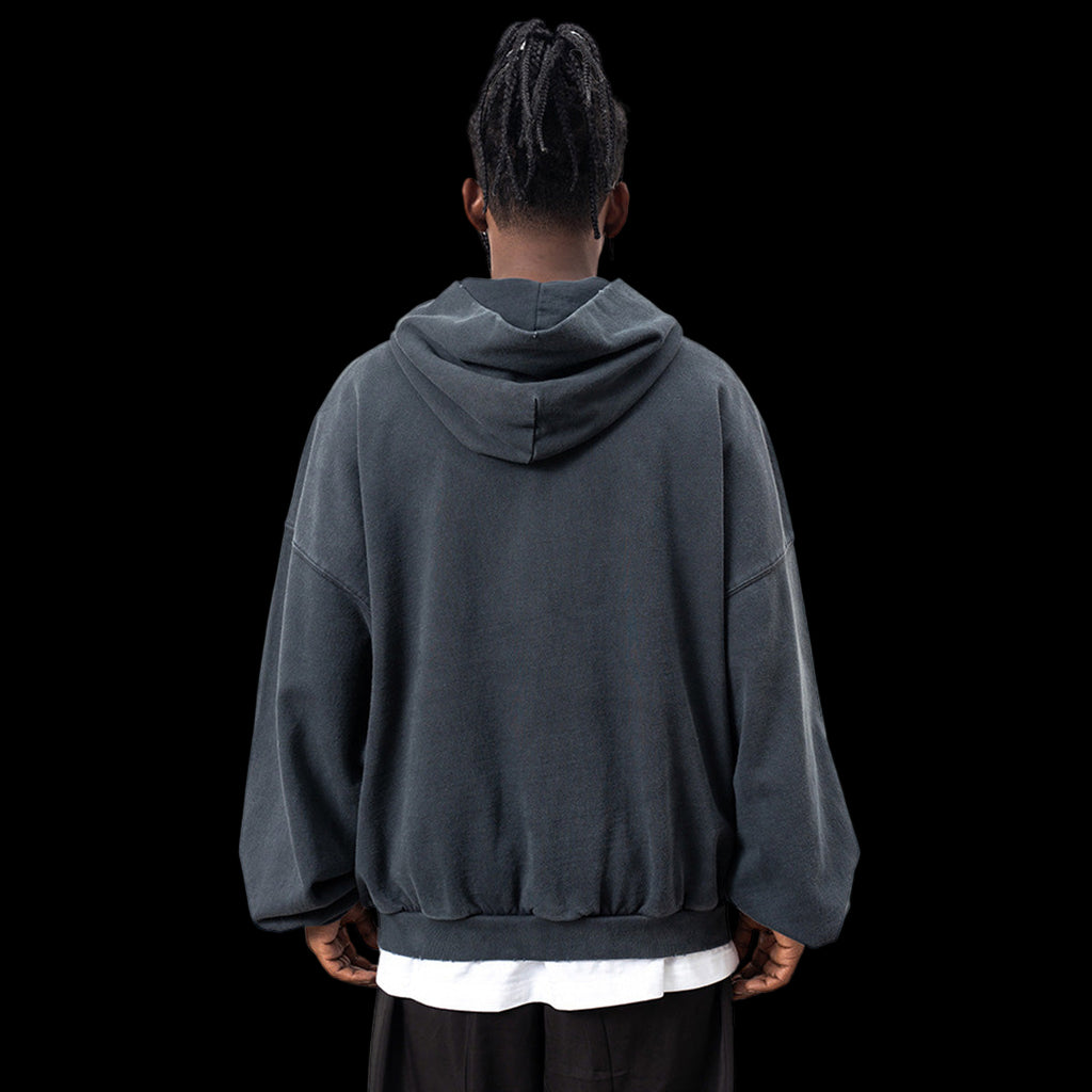 Reverse Pocket Design Distressed Hoodie