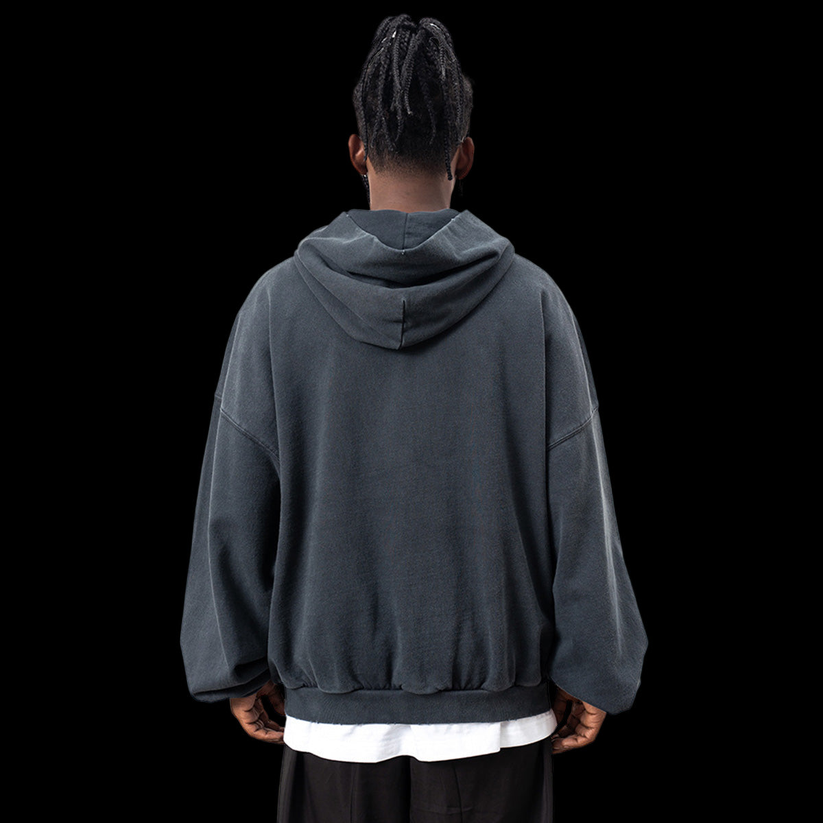 Reverse Pocket Design Distressed Hoodie