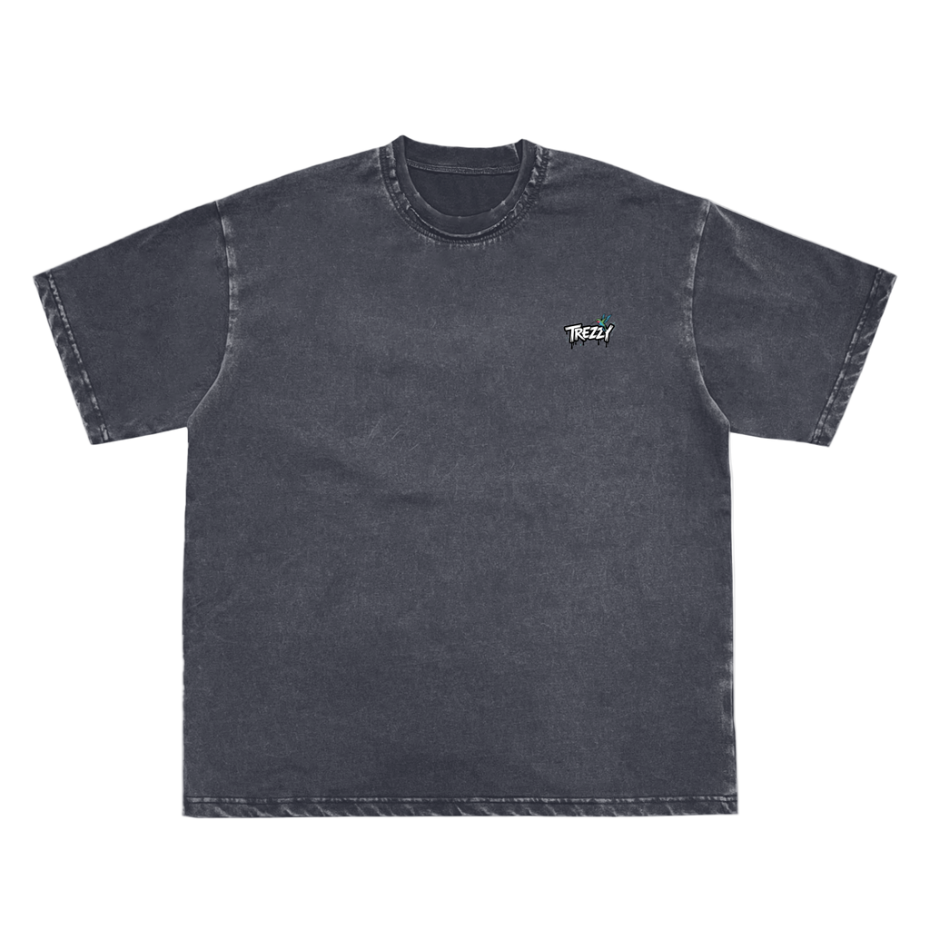 Snow Washed Raw-Edge Neckline T-Shirt