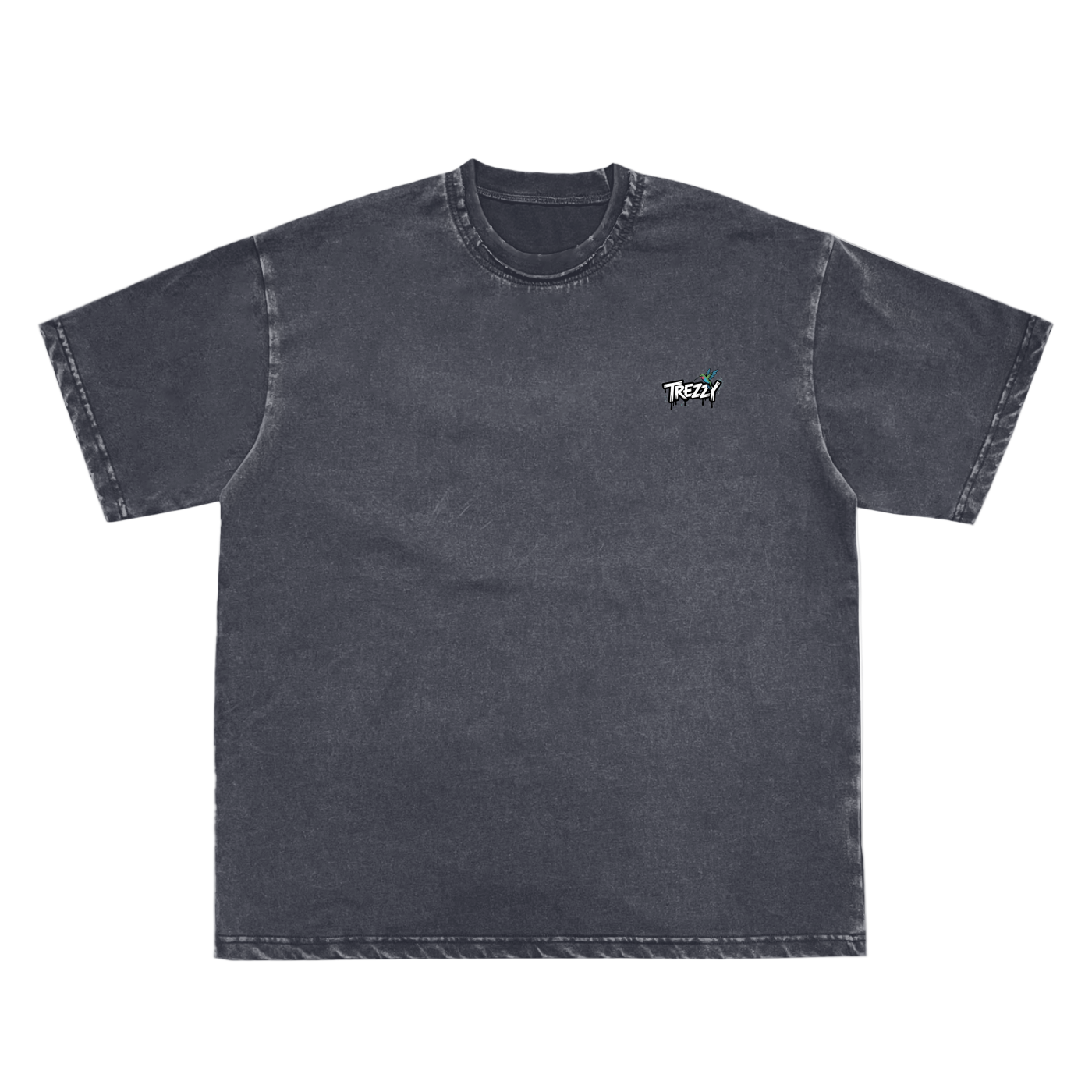 Snow Washed Raw-Edge Neckline T-Shirt