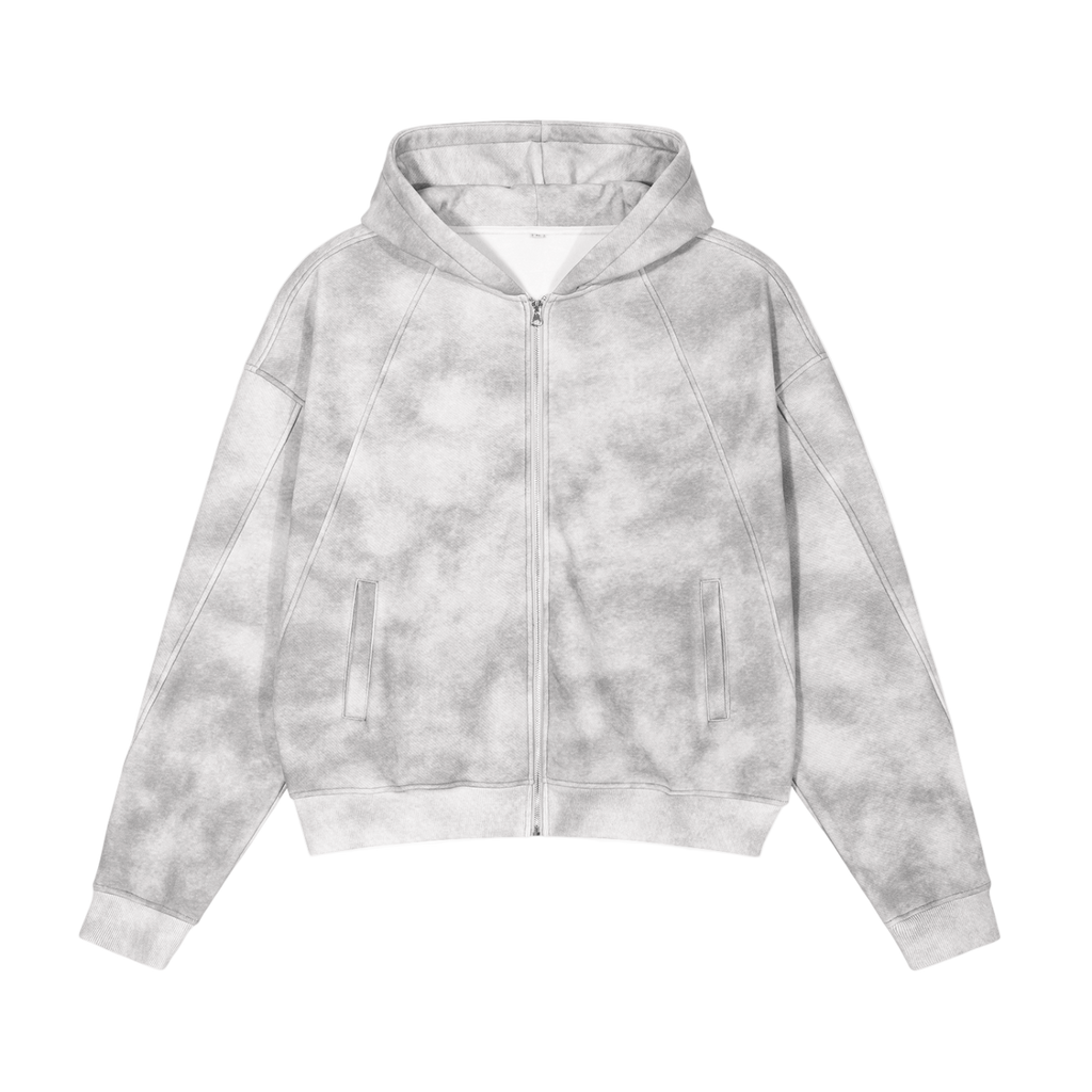 Dirty Washed Zip-Up Fleece Hoodie