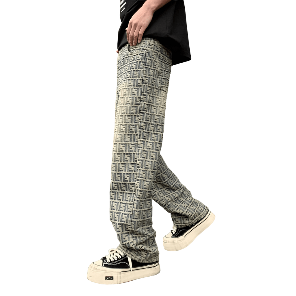 Jacquard All-over Letter Jeans