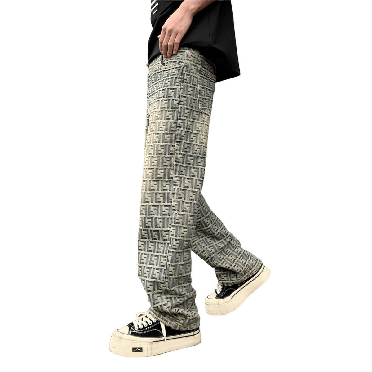 Jacquard All-over Letter Jeans