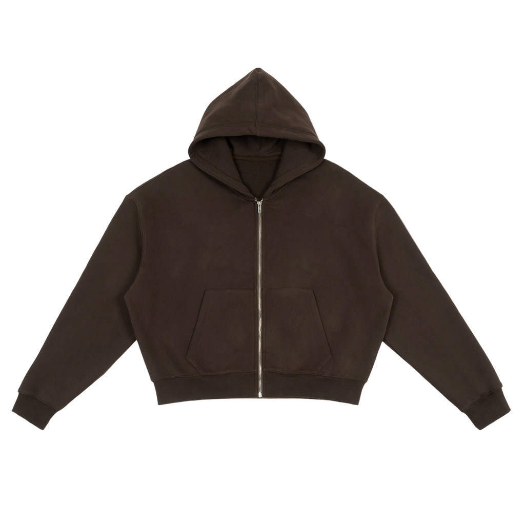 Fleece Zip-Up Boxy Hoodie