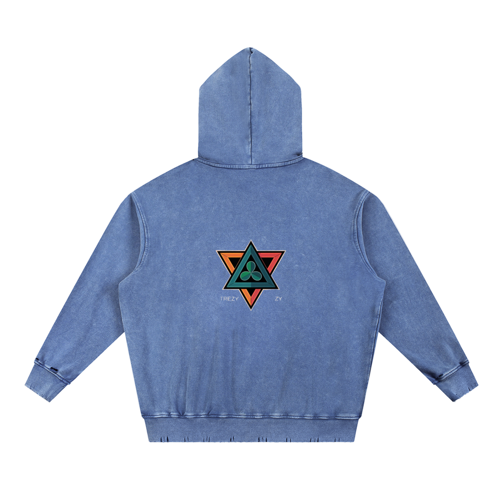 Snow Wash Hand-Frayed Heavyweight  Hoodie