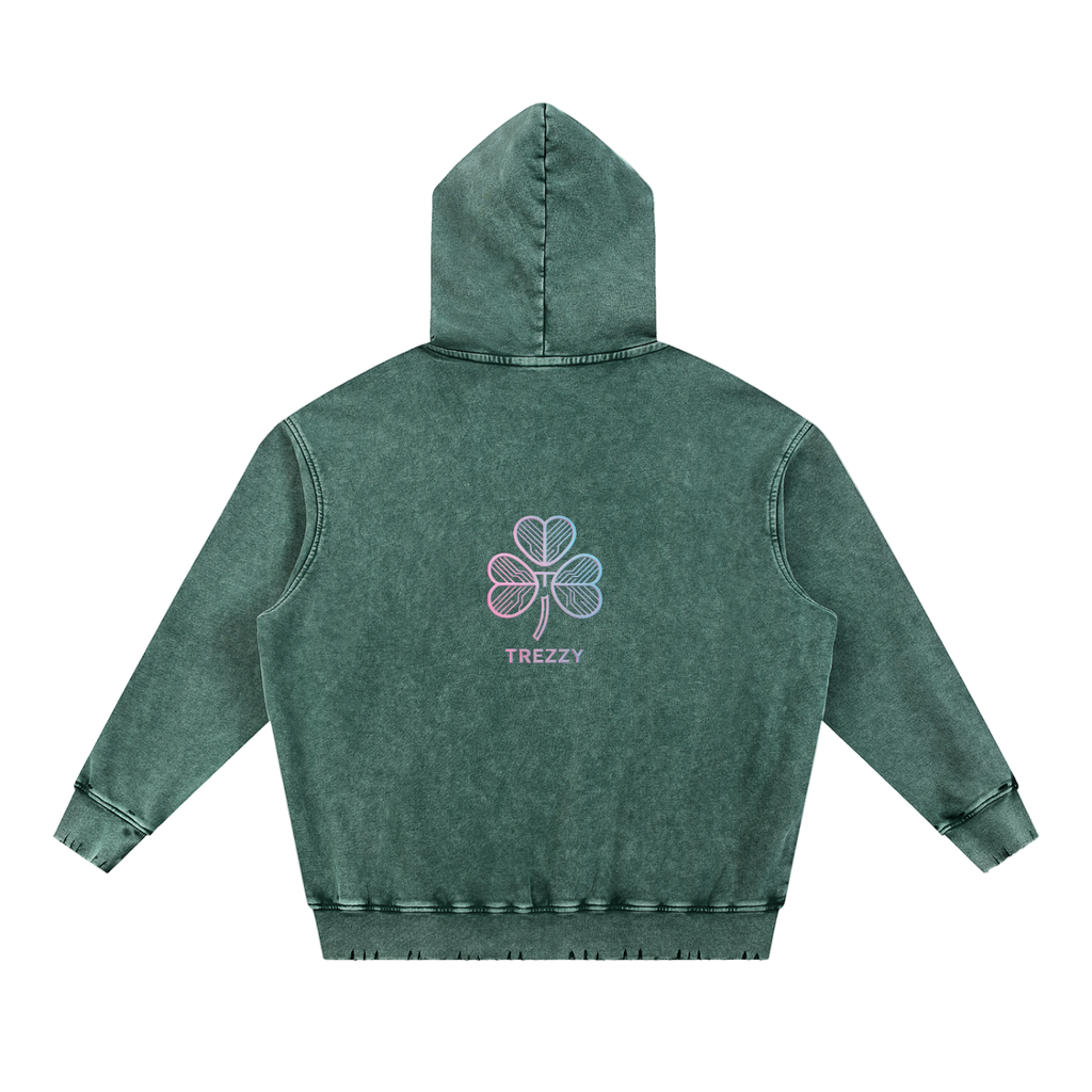 Snow Wash Hand-Frayed Heavyweight  Hoodie