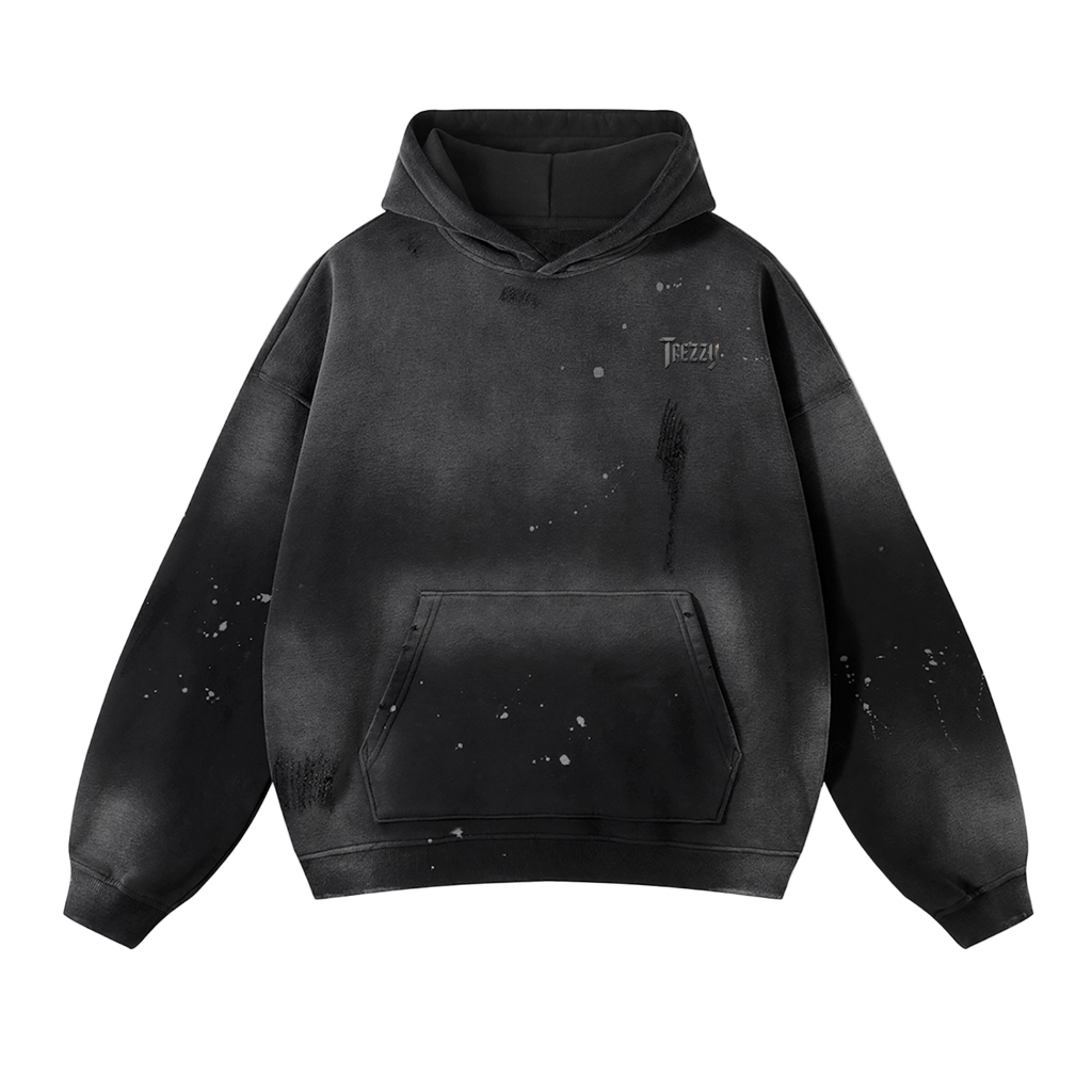Vintage Washed Frayed Fleece Hoodie