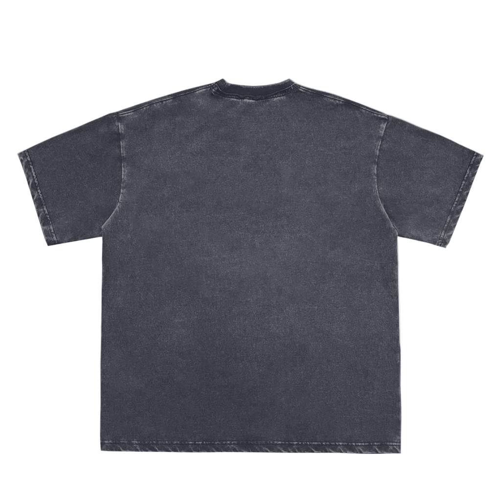 Snow Washed Raw-Edge Neckline T-Shirt