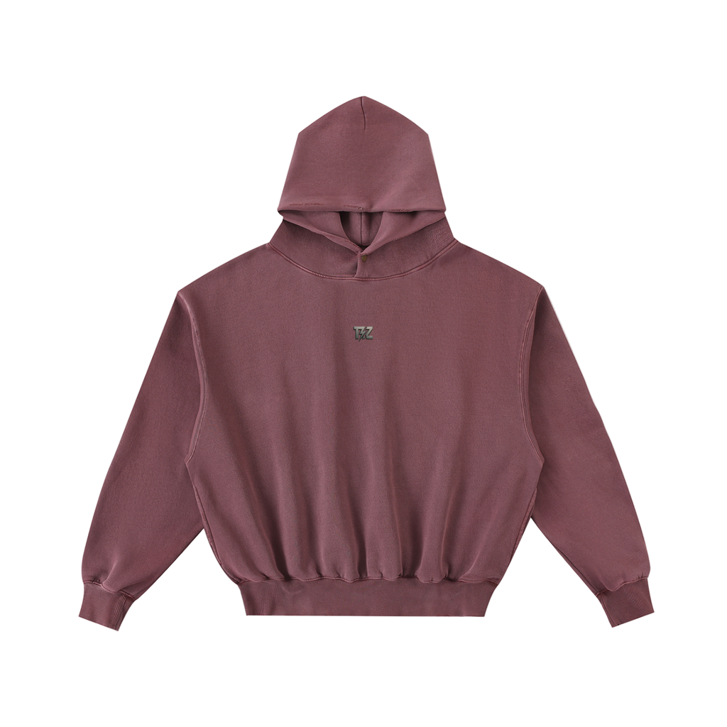 Frayed Enzyme Washed Fleece Hoodie