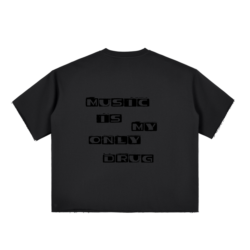 Boxy Half-Sleeve Raw-Edge T-Shirt