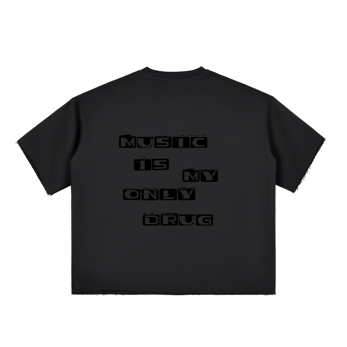 Boxy Half-Sleeve Raw-Edge T-Shirt