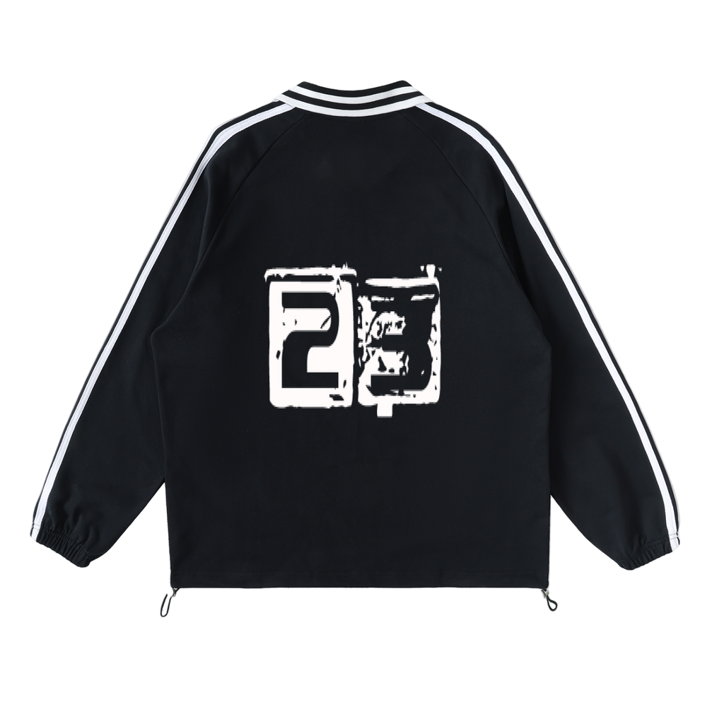 Contrast Striped Lapel Collar Sweatshirt