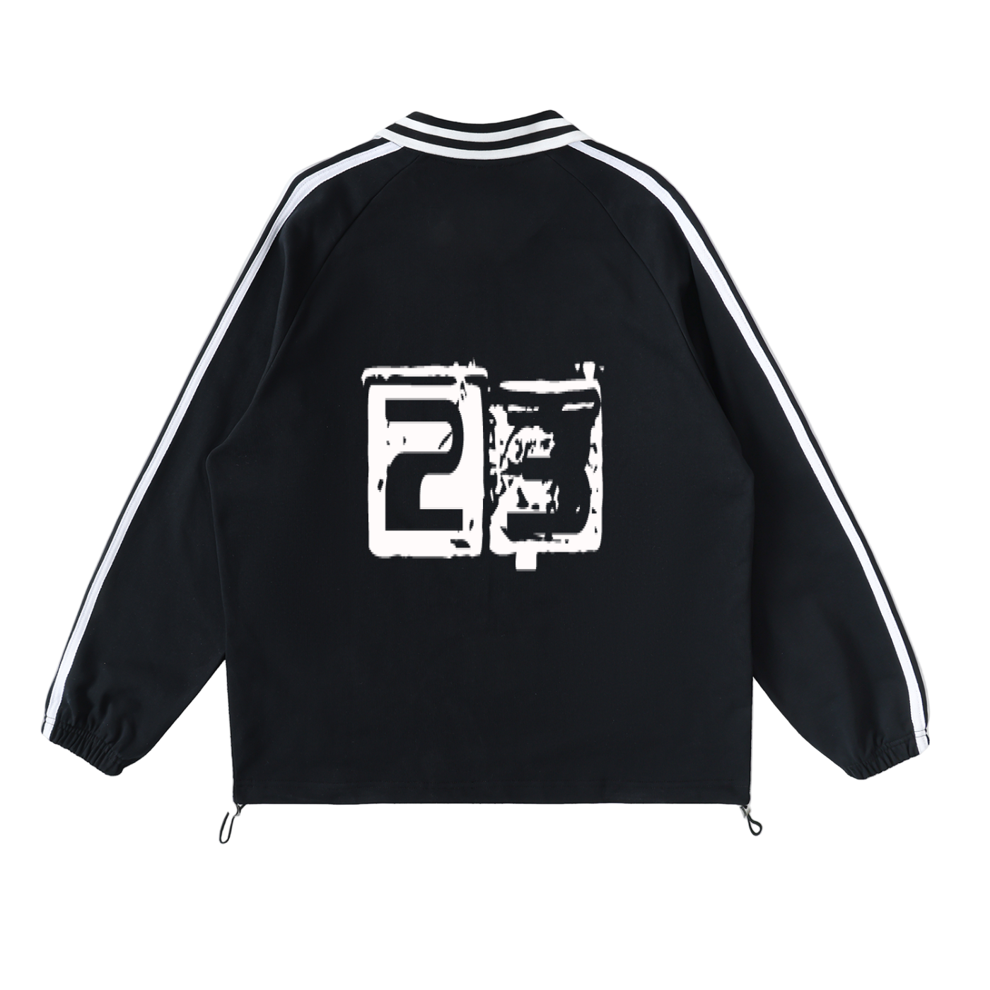 Contrast Striped Lapel Collar Sweatshirt