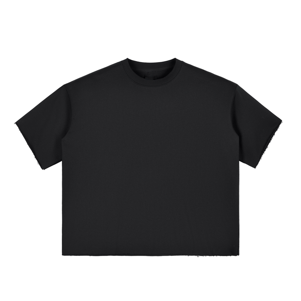 Boxy Half-Sleeve Raw-Edge T-Shirt